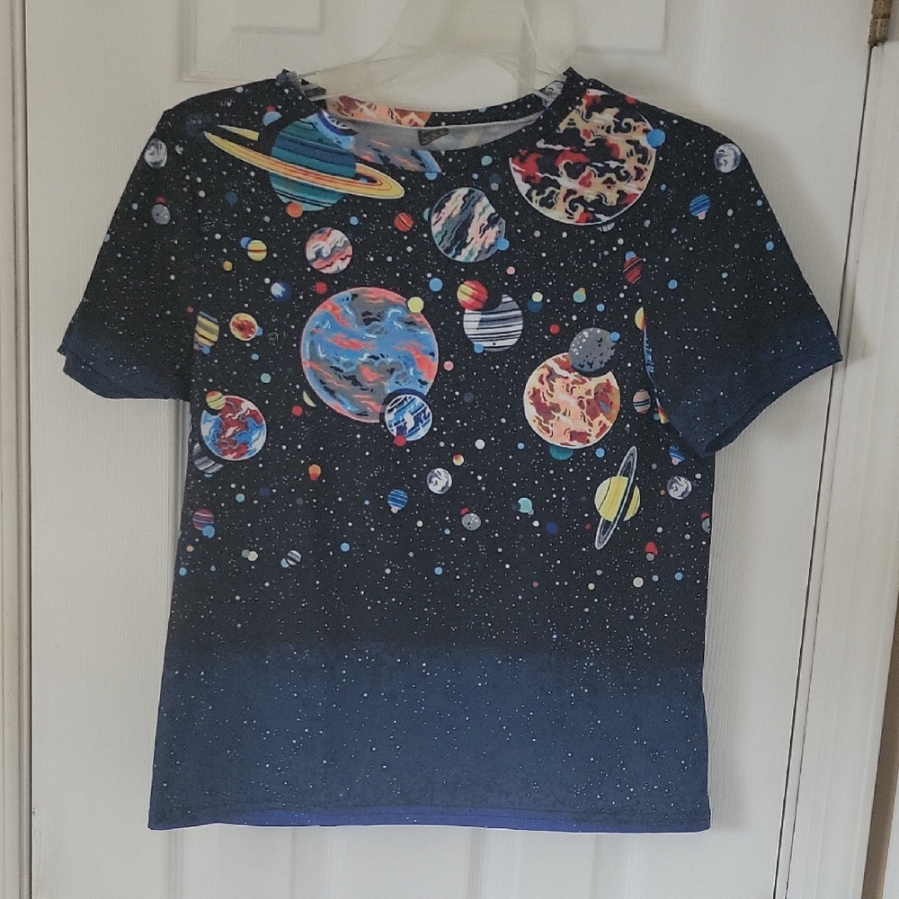 SHEIN Galaxy Planet Print Tee - Blue & Multicolor